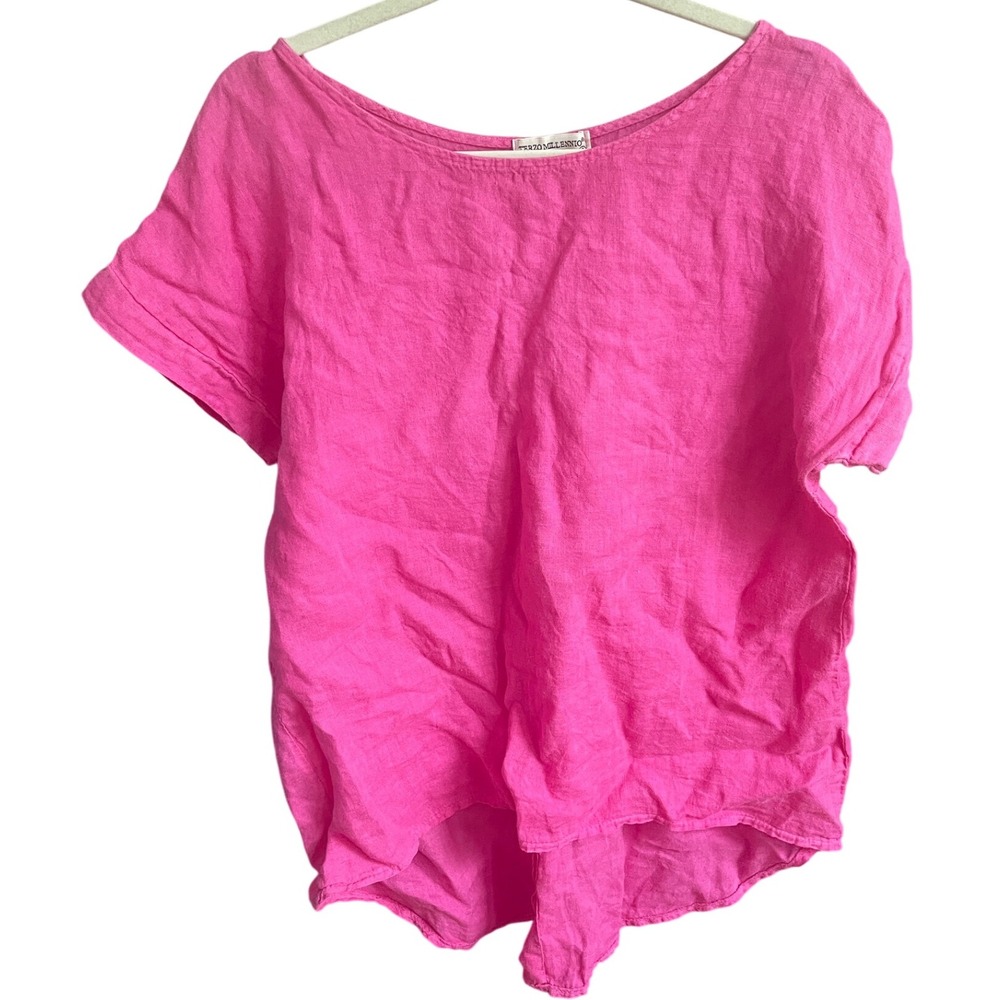 TERZO MILLENNIO Italian linen Short Sleeve‎ Top S